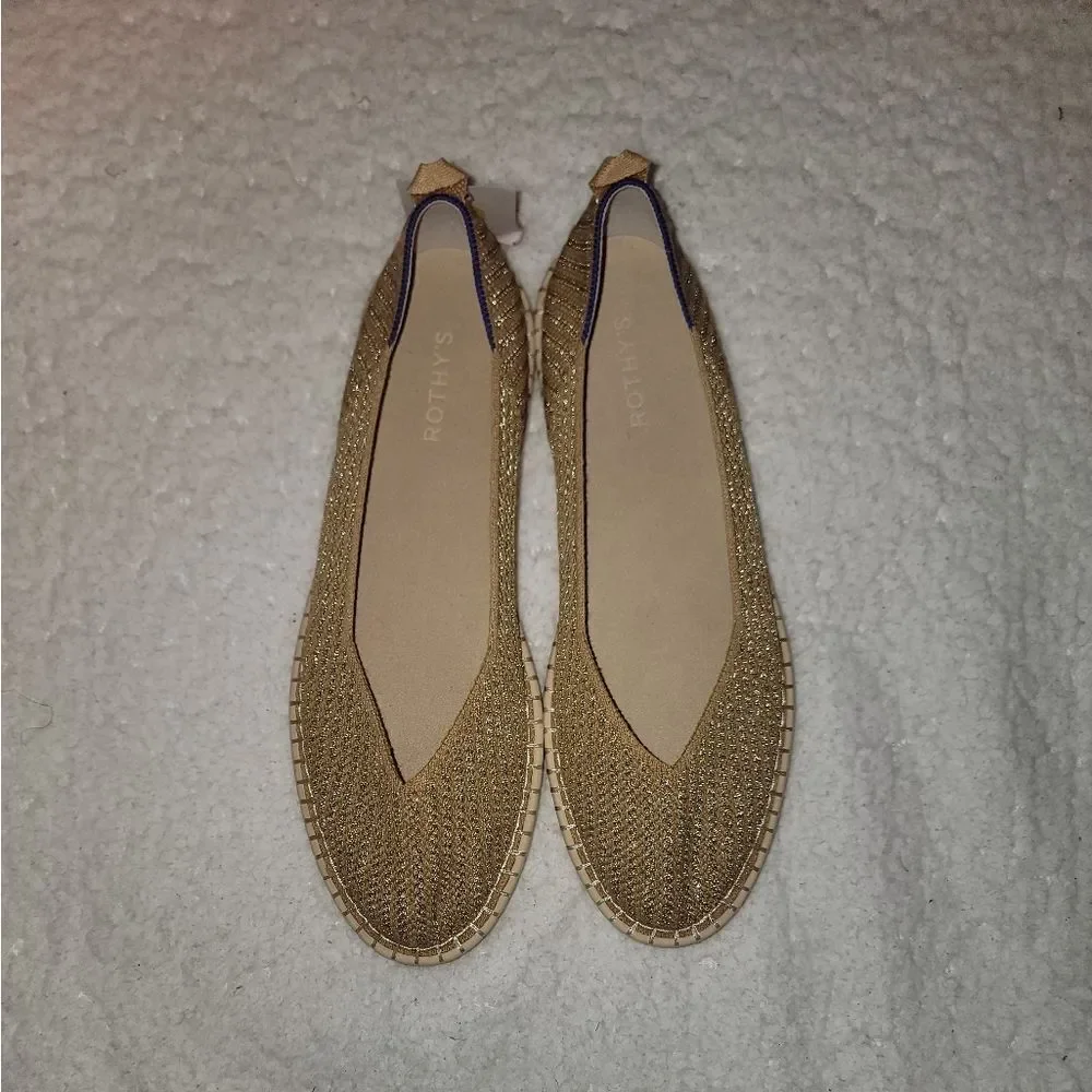 🆕️🥿ROTHY'S The Espadrille,  Gold Diamond Metallic - Size 13